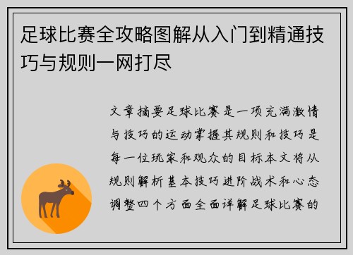 足球比赛全攻略图解从入门到精通技巧与规则一网打尽
